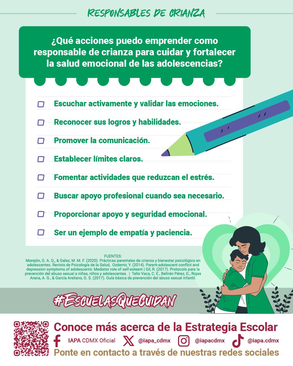 IAPA CDMX (@iapa_cdmx) on Twitter photo La estrategia escolar #VidaPlenaCorazónContento abre las puertas a la salud mental con un enfoque comunitario. 🫂
Checa esta información para identificar qué acciones realizar para cuidar y fortalecer la #saludemocional de las adolescencias.
<a href="/SSaludCdMx/">Secretaría de Salud de la Ciudad de México</a> | #IAPA La estrategia escolar #VidaPlenaCorazónContento abre las puertas a la salud mental con un enfoque comunitario. 🫂
Checa esta información para identificar qué acciones realizar para cuidar y fortalecer la #saludemocional de las adolescencias.
<a href="/SSaludCdMx/">Secretaría de Salud de la Ciudad de México</a> | #IAPA