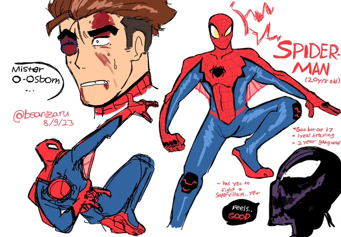 Some red Marvel heroes.