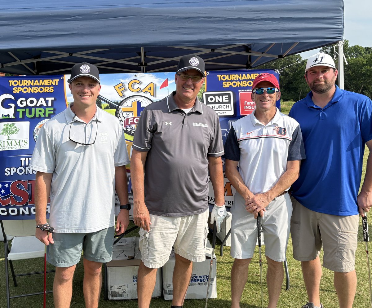 Great day of golf for FCA with these three men. Too much fun but I know for a fact that I swing a fungo much better than a golf club.💜💛🐅⚾️