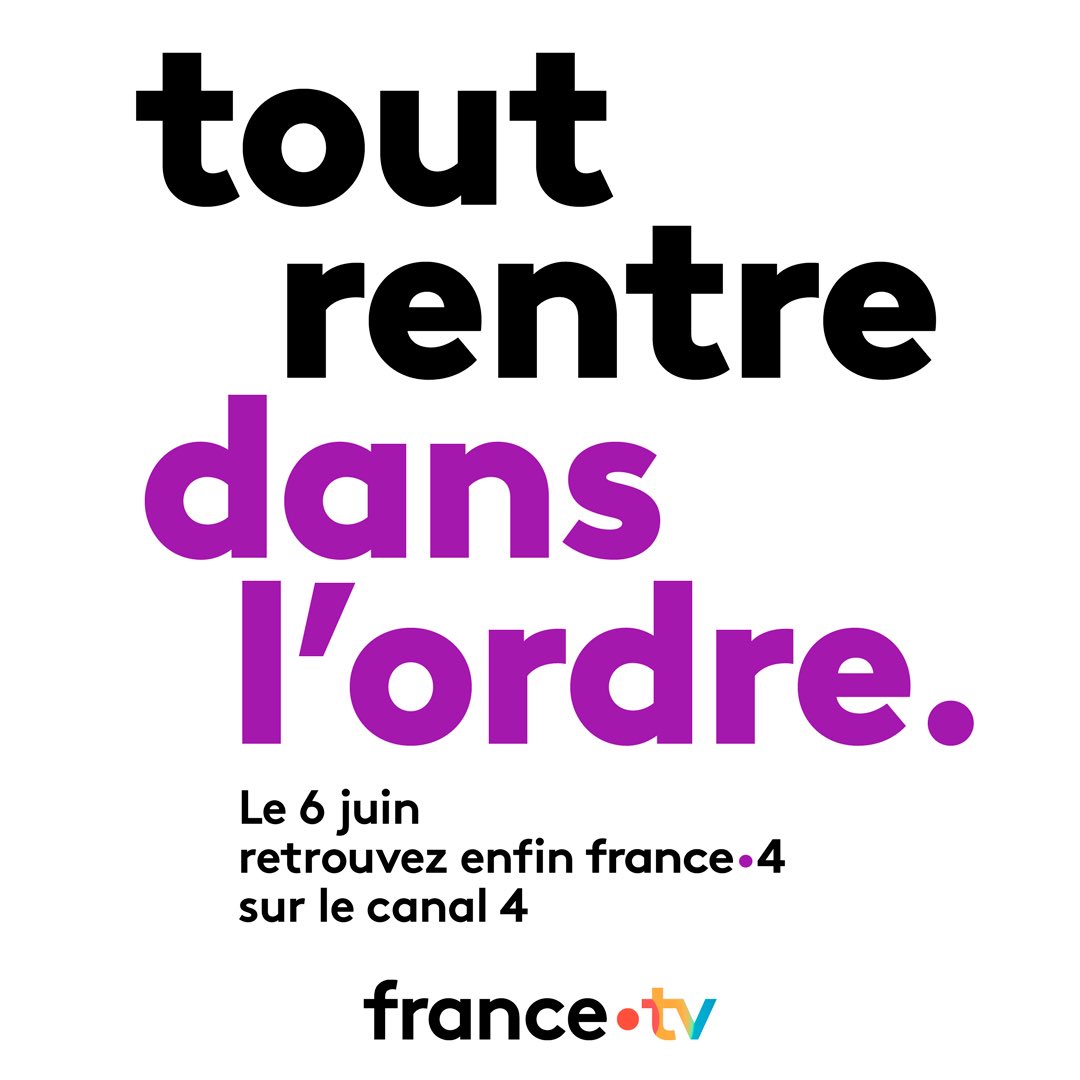 📡 Le vendredi 6 juin, France 4 arrive sur la 4 et… tout rentre dans l’ordre !

@francetv @francetele #francetv #France4