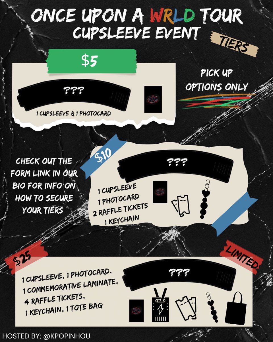 📣 Black Roses! 🖤🌹
Tiers for our “Once Upon a WRLD Tour” cupsleeve event are now LIVE!
Stay tuned for previews of the cupsleeve, keychain, tote &amp; more.
Tier form link in bio!
Vendor sign-ups open this weekend 💫
#TheRose #TheRoseWRLDTour #더로즈 #BlackRose