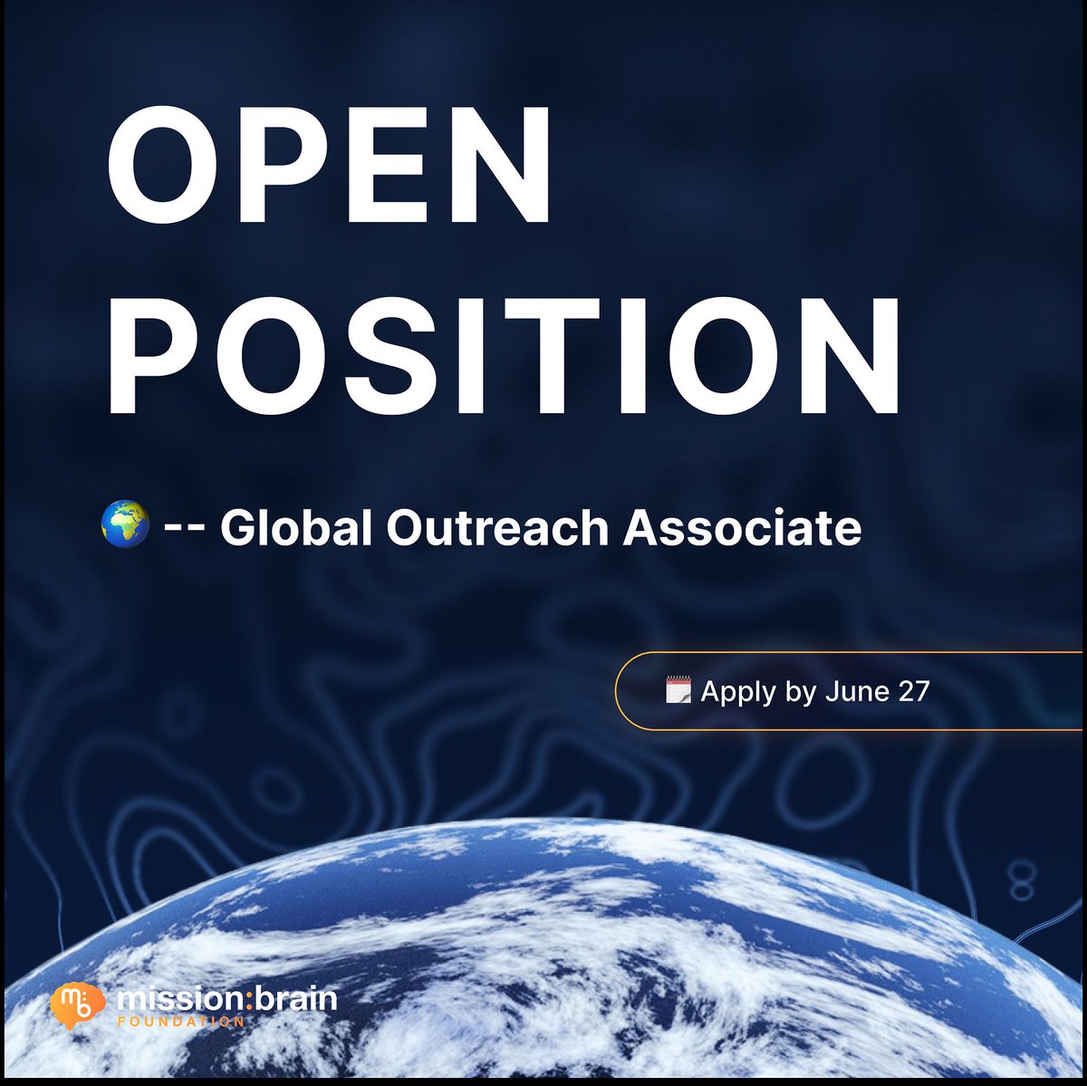 missionbrainorg's tweet image. The Mission:BRAIN Foundation is currently accepting applications for one Global Outreach Associate to join our international leadership team.
Role overview & application 👉 buff.ly/YHQmvMe