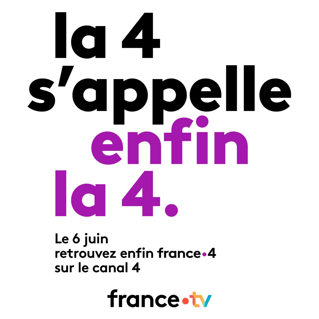 🗓️ Le 6 juin, on peut dire que la 4 s’appelle enfin la 4 !

@francetv @francetele #francetv #France4