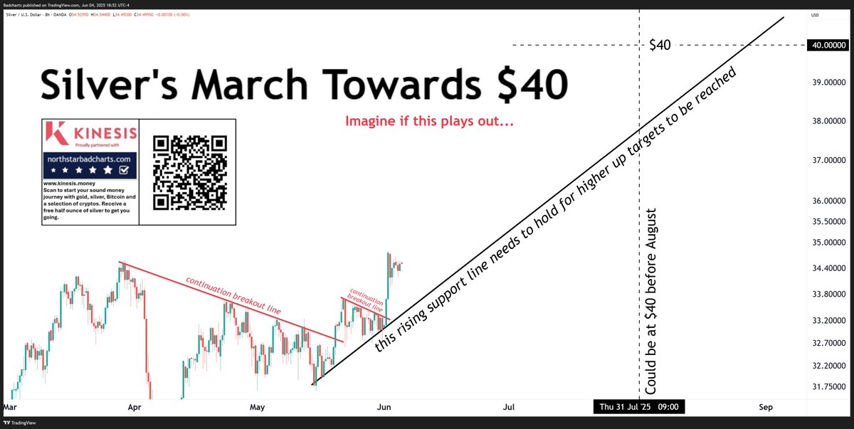 badcharts1's tweet image. $40 target for silver possible in next couple of months...