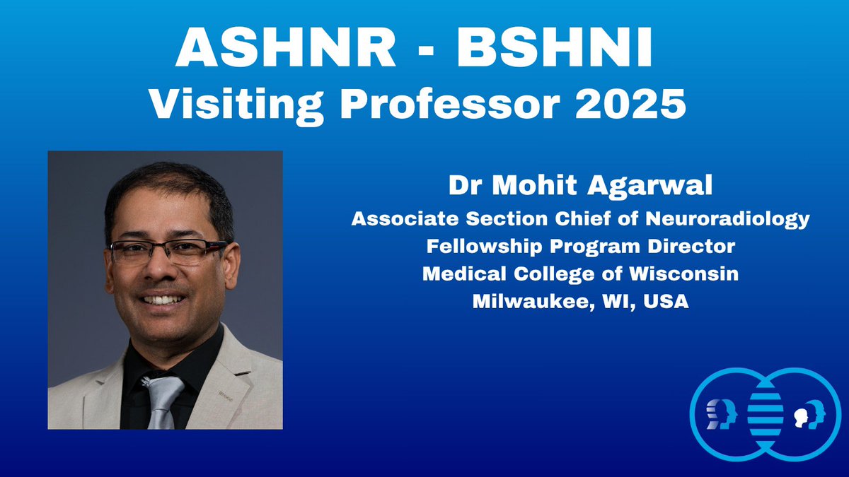 British Society of Head & Neck Imaging (@bshni_uk) on Twitter photo We look forward to welcoming <a href="/MohitTCCNeuro/">Mohit Agarwal</a> the First ASHNR-BSHNI Visiting Professor to the UK
He will be lecturing in London, Wales, Leicester, Manchester, Leeds, Cambridge & Edinburgh in June 2025
He is also a Key Speaker at the BSHNI Annual Meeting 2025 #BSHNI25 We look forward to welcoming <a href="/MohitTCCNeuro/">Mohit Agarwal</a> the First ASHNR-BSHNI Visiting Professor to the UK
He will be lecturing in London, Wales, Leicester, Manchester, Leeds, Cambridge & Edinburgh in June 2025
He is also a Key Speaker at the BSHNI Annual Meeting 2025 #BSHNI25
