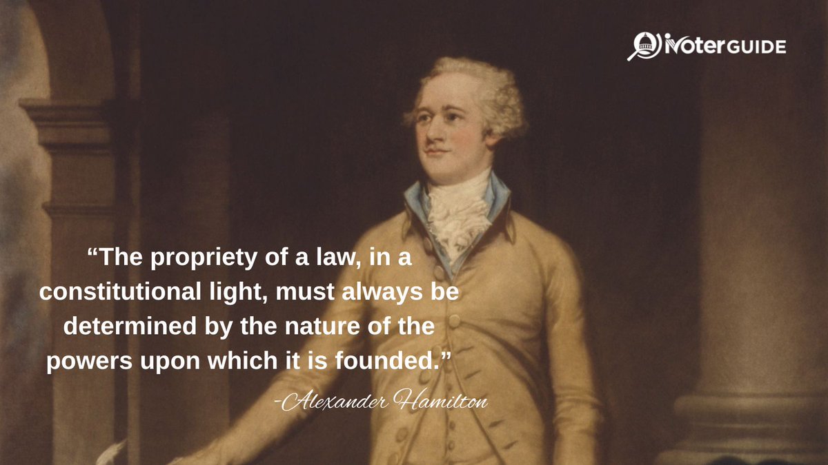 ivoterguide's tweet image. 🧾 “The propriety of a law, in a constitutional light, must always be determined by the nature of the powers upon which it is founded.” — Alexander Hamilton
A timeless reminder: laws must reflect the powers granted by the Constitution.

#Hamilton #ConstitutionalPrinciples…