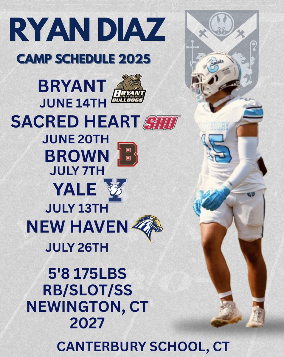 Coaches! Here is my 2025 camp schedule! 
<a href="/CburyFootball/">Canterbury Football</a> <a href="/larrybadaracco/">Coach Larry Badaracco</a> <a href="/FBCoachLynch/">Chuck Lynch</a> <a href="/CoachCMaddenFB/">Cody Madden</a> 
<a href="/NE6FB_Recruits/">NE-Recruits</a> <a href="/topctathletes/">TopCTAthletes</a> 
<a href="/CMerrittMT/">Chris Merritt</a> <a href="/CoachGardner_/">Matt Gardner</a> <a href="/CoachW_Edwards/">Willie Edwards</a> <a href="/CoachCiotti11/">Joe Ciotti</a> <a href="/coach_pow/">Mark Powell</a>