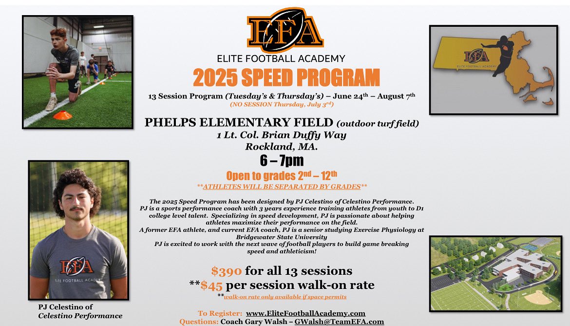 🚨BRAND NEW PROGRAM ALERT🚨

We’re excited to announce a brand new program to our arsenal of off-season training!

The 2025 SPEED PROGRAM begins on Tuesday, June 24th in Rockland, MA

Details are in the flyer above &amp; registration is open on our website

Let’s get faster together!