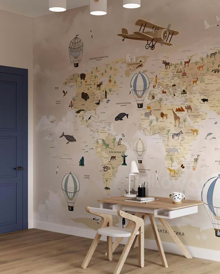 Cher_decor's tweet photo. Transform study time into an adventure! 
This educational world map wallpaper adds fun, learning, and charm to any kid’s room. #CherDecor #KidsRoomDecor #WallpaperIdeas #BangkokWallpaper https://t.co/nsgSVlmA4R