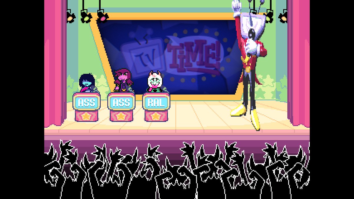 #deltarunespoilers 
Great, I have the same sense of humor as a fictional teenager