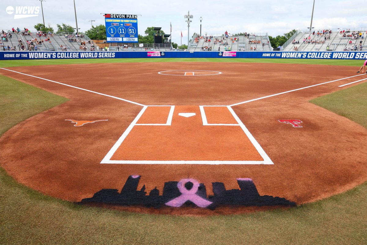 NCAASoftball's tweet photo. Finishing touches 🖌️

#WCWS x @TexasSoftball @TexasTechSB https://t.co/4wMZNFQJzd