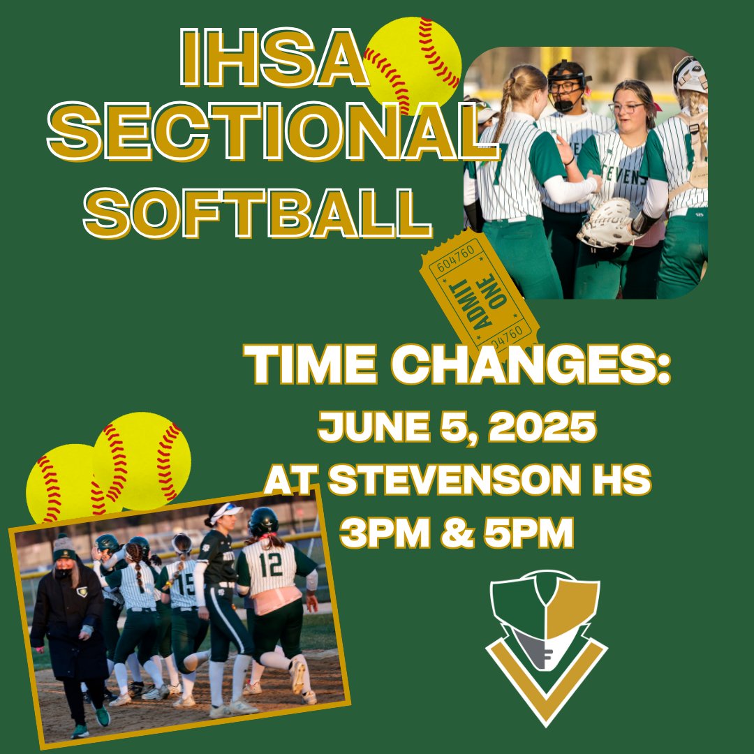 Planning to cheer on the Patriots tomorrow? Please note the game time has been updated — the first game is now at 3PM on the SHS Varsity Softball Field, with the second game to follow at PM at the same location. @patsoftball @shspatriot <a href="/stevensonhs/">Stevenson HS</a> @ihsa #ihsa #sectionals