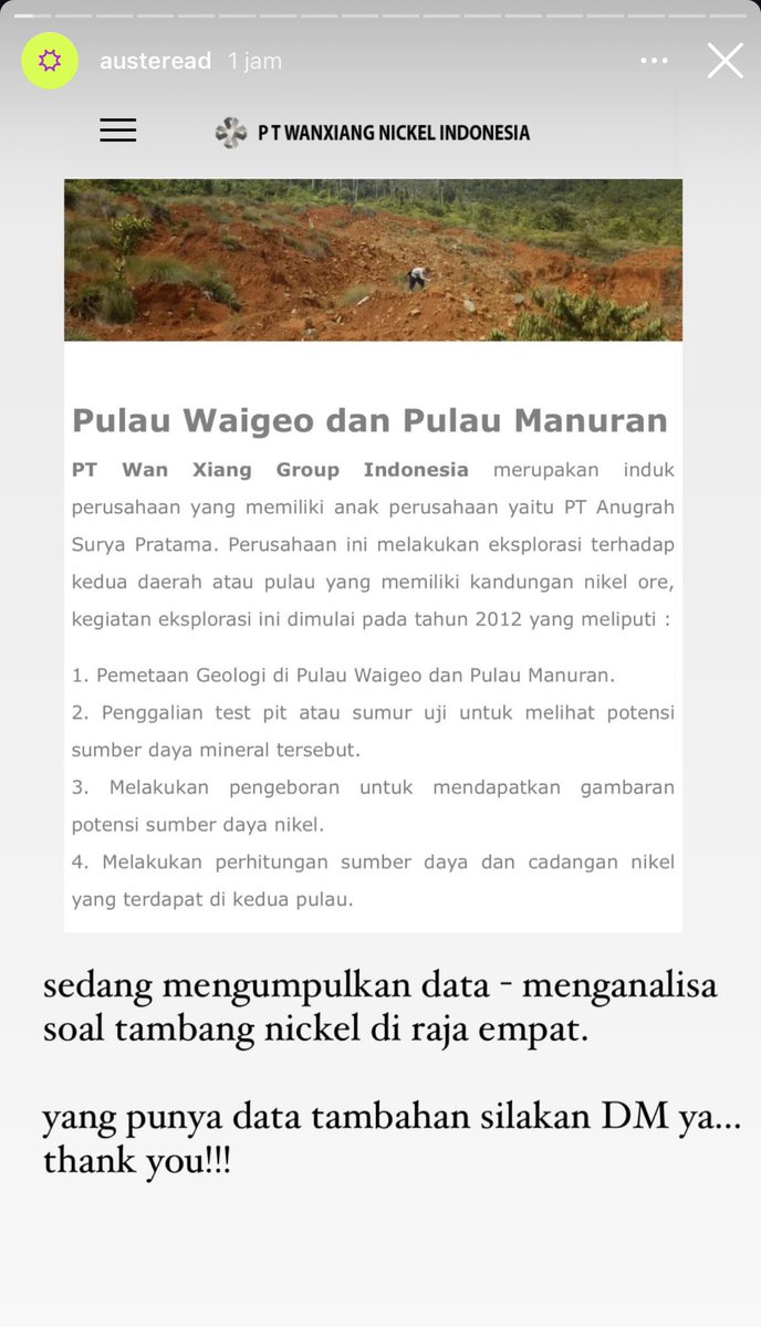 _doraredre's tweet photo. Hm dulu gak tertarik mobil listrik, ternyata instingku bener. Material baterainya dari Nikel, Nikel ambilnya di Indo. Semua penghasil Nikel berpotensi dikeruk termasuk Raja Ampat. 

Please #SavePapua, aku belum ada duit buat liat indahnya Raja Ampat jangan dihancurin plis 🙏🏼

Baca postingan di ig austeread biar jelas.