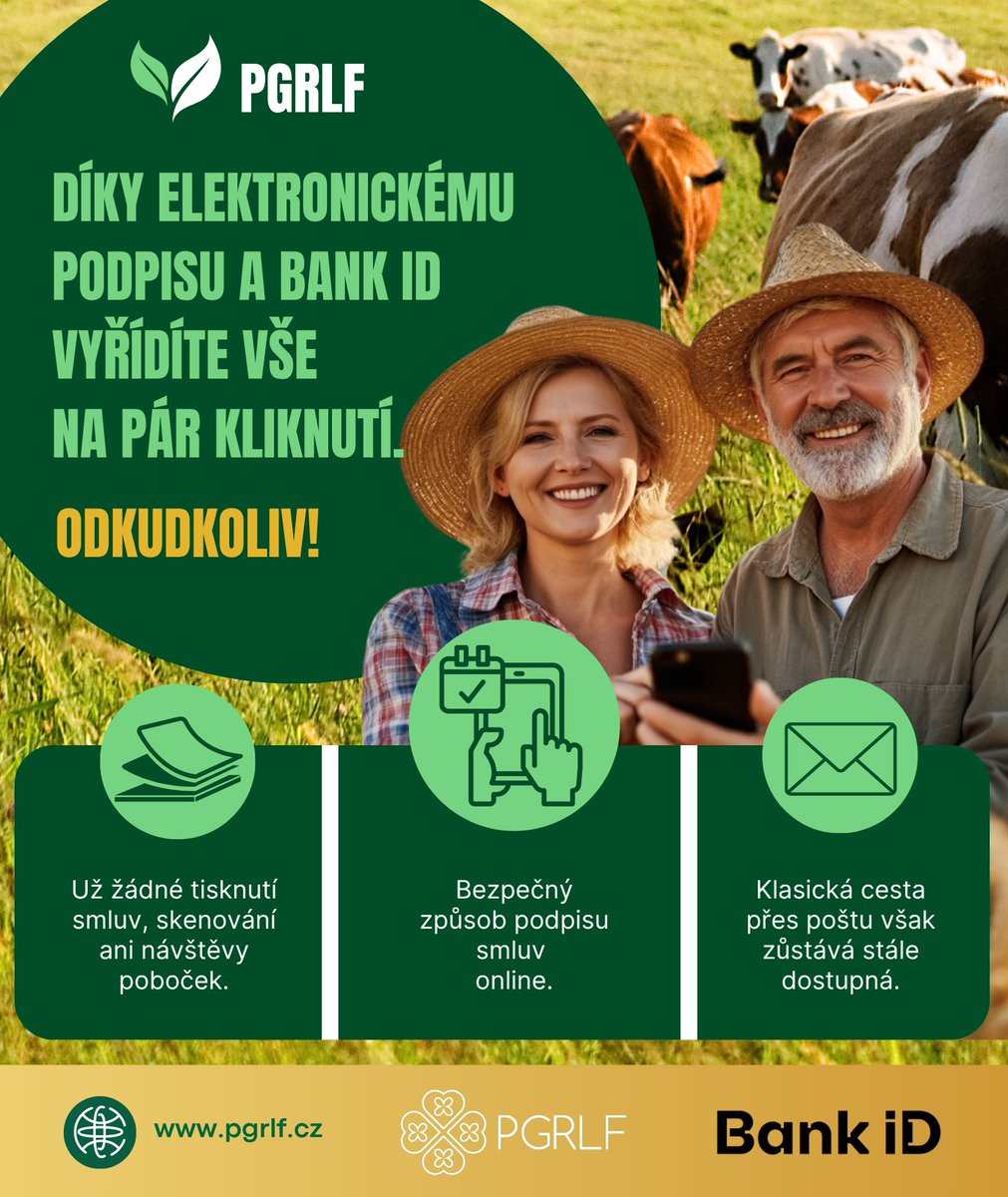 PGRLF, a.s. (@pgrlf_cr) on Twitter photo 🖋️ Už žádné tisknutí smluv, skenování ani návštěvy poboček.
Díky elektronickému podpisu a <a href="/BankiDcesko/">Bank iD</a> vyřídíte vše na pár kliknutí.
<a href="/PGRLF_CR/">PGRLF, a.s.</a> = méně papírování, více podpory.
#efektivně #PGRLF #zemědělství <a href="/MZeCr/">Zemědělství ČR</a> 🖋️ Už žádné tisknutí smluv, skenování ani návštěvy poboček.
Díky elektronickému podpisu a <a href="/BankiDcesko/">Bank iD</a> vyřídíte vše na pár kliknutí.
<a href="/PGRLF_CR/">PGRLF, a.s.</a> = méně papírování, více podpory.
#efektivně #PGRLF #zemědělství <a href="/MZeCr/">Zemědělství ČR</a>