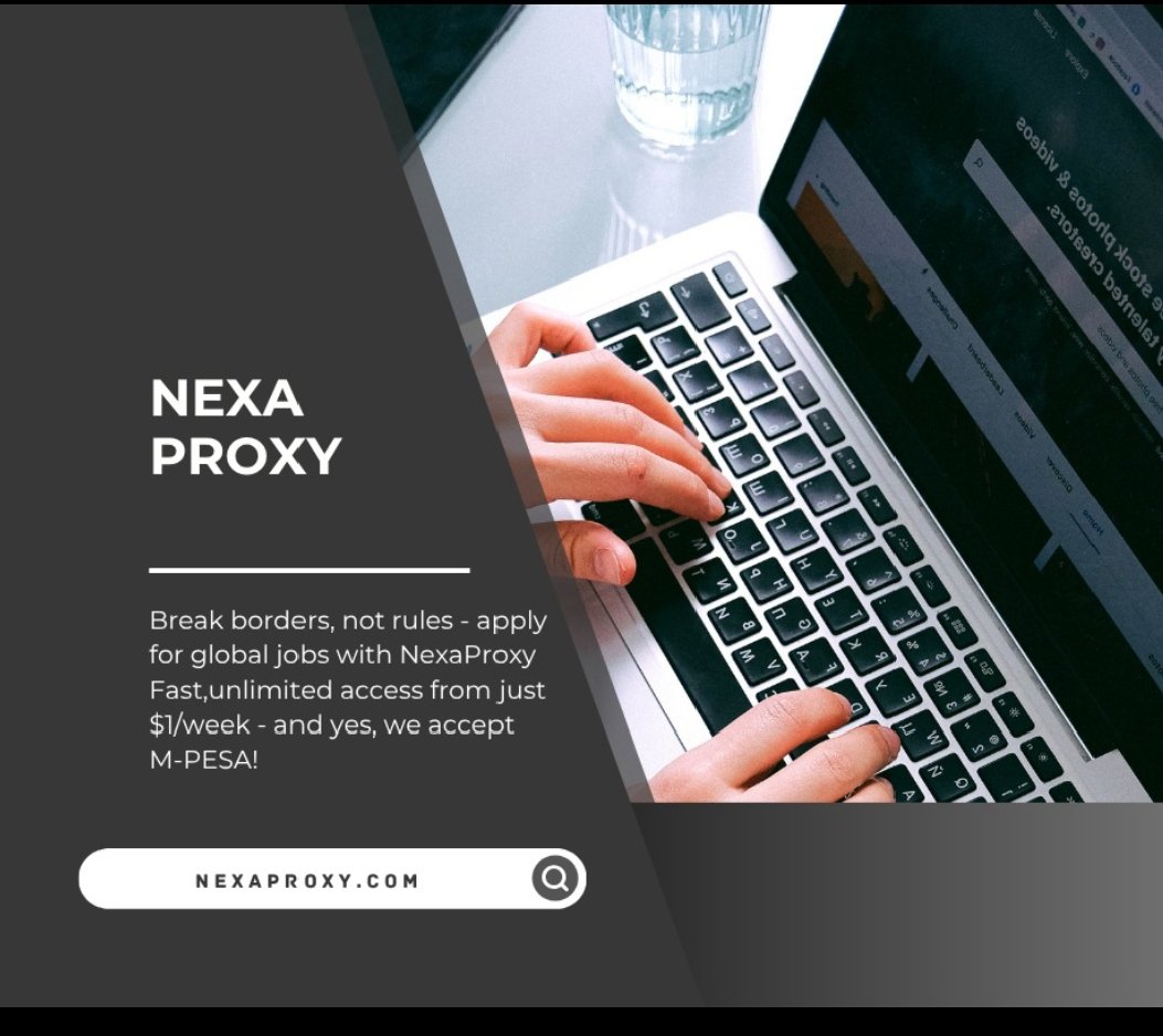 nexaproxy's tweet photo. Want to access sites like UserTesting, MyCrowd &amp; TesterWork but they’re blocked in Kenya?
Get NexaProxy for just $1/week, unlock global job platforms, and start earning in 💵 — M-PESA accepted!
https://t.co/IiquEeZKQ8 https://t.co/WcGLdMLFWG
