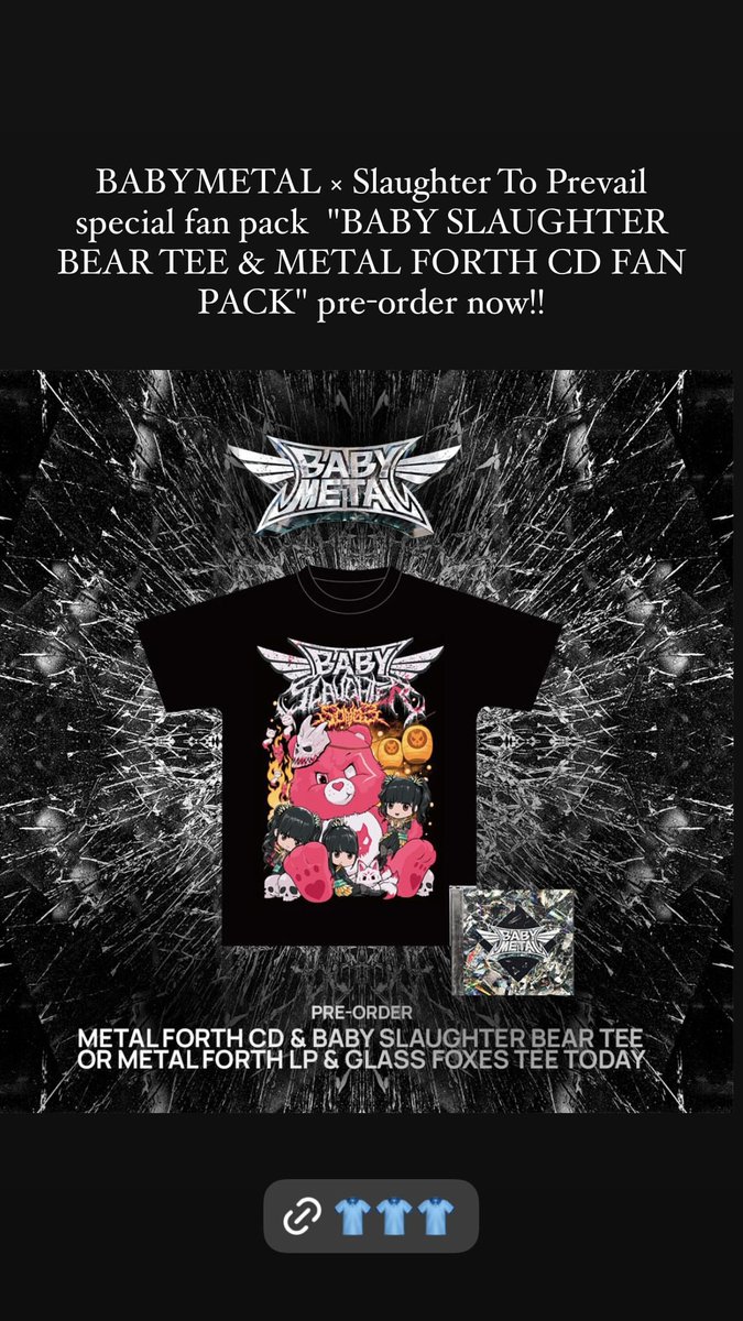 soulbicycle's tweet photo. .@BABYMETAL_JAPAN on Instagram Stories.
#BABYMETAL #SlaughtertoPrevail #Song3 #BABYSlaughter
https://t.co/Vry5TVXdqT https://t.co/GUrFQ8sfGo