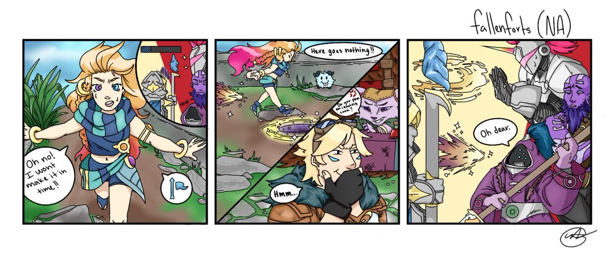 bytesized111's tweet image. Old comic i made for one of riots art contests back in like 2020 I think??? 
Made zero rounds back then 

Quality is crap unfortunately and the og file is beyond lost to time
Wishful thinking in I'll sit down to redraw this at some point 

League of Legends //
