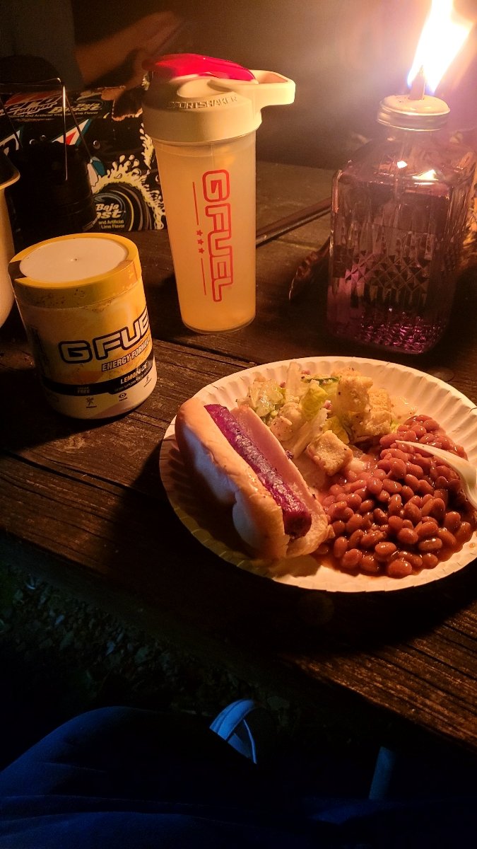 Late night setting up camp and first meal looks to be a promising week <a href="/GFuelEnergy/">G FUEL®</a> keep me going please !!!