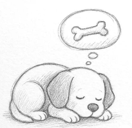 This sweet snoozing pup dreaming of a bone is both adorable and fun to draw. Great for bedtime journal themes!