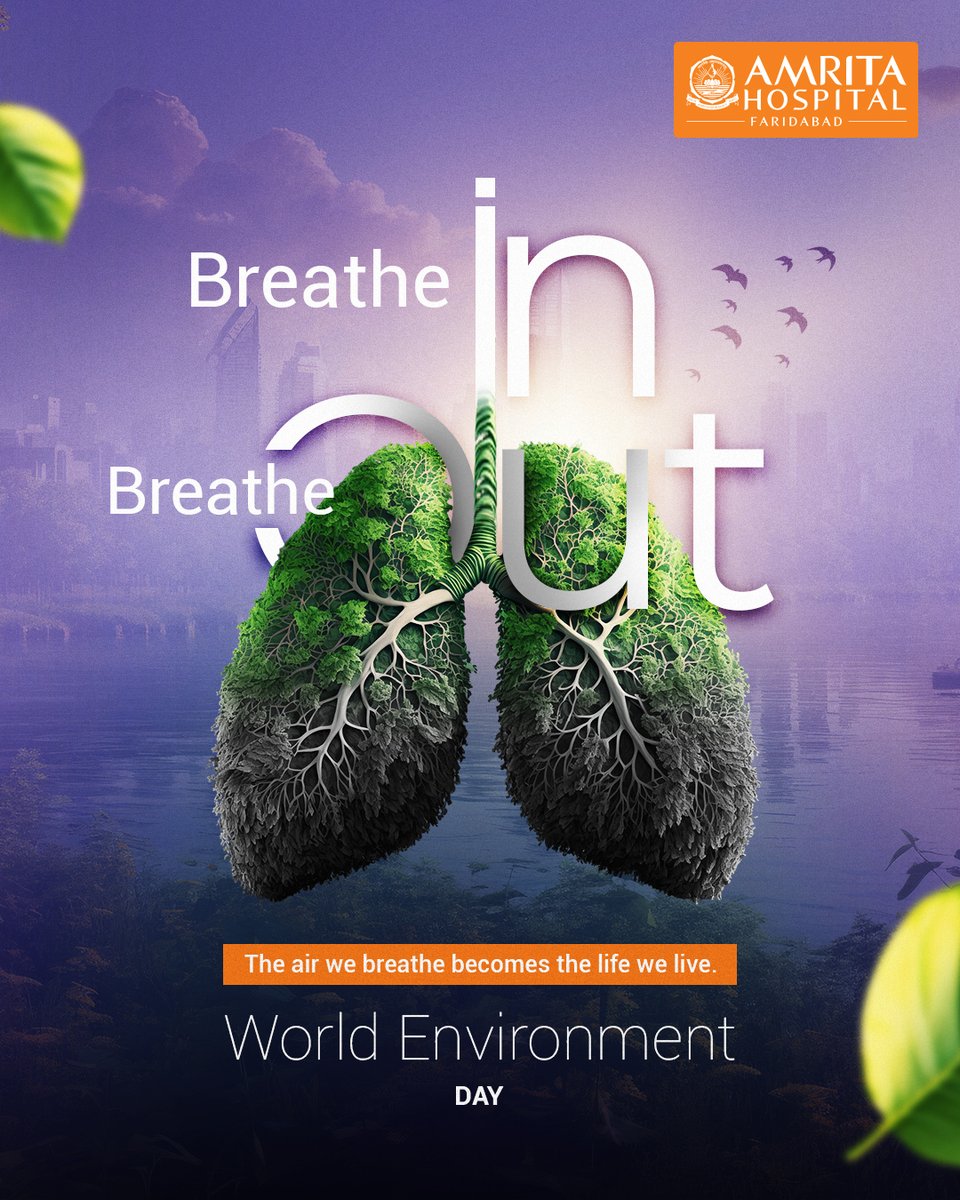 amritafbd's tweet photo. Every breath we take is a reminder of our connection with nature.
This World Environment Day, let’s protect the air we breathe and the planet we live in.

At Amrita Hospital Faridabad, we believe that healing begins not just in hospitals, but in the environment around us. https://t.co/ZdArBH9Qck