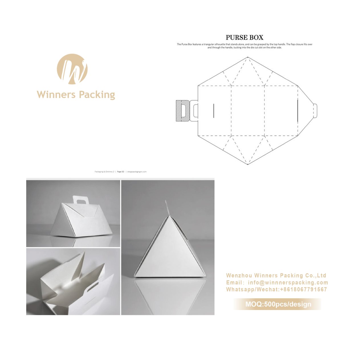 Maggie_Winners's tweet image. Meet the triangle-shaped Purse Box—a folding structure with built-in handle &amp;amp; snap lock. Stylish, smart, and sustainable.
MOQ: 500 pcs/design. Custom print options available.
#TriangleBox #GiftPackaging #RetailDesign #WinnersPacking