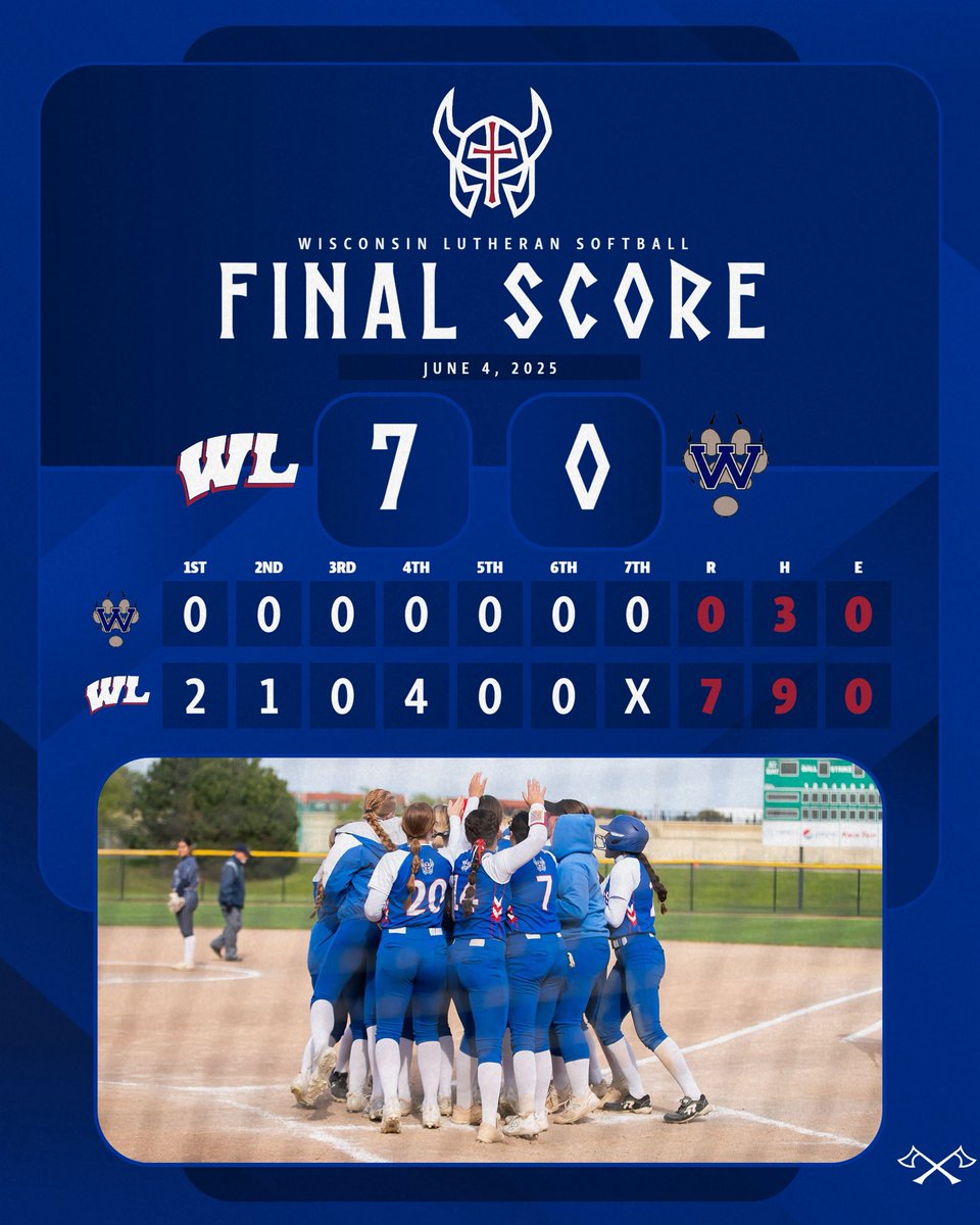 FINAL: Vikings 7, Wolverines 0

‼️ Shutout Win
‼️ Back-to-back solid performances
‼️ One step closer

A ton of H.E.A.R.T., focused, and fearless from the first pitch to the last. Back to work.

#VikingSoftball #300Percent #Purpose