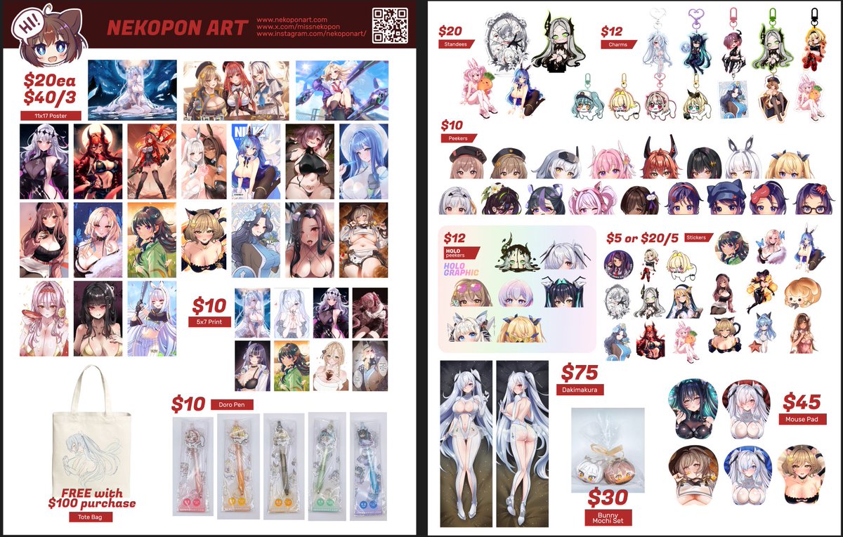 Here's my catalog for WeebCon Indy this weekend!✨Lots of new stuff! #NIKKE #NIKKEfanart