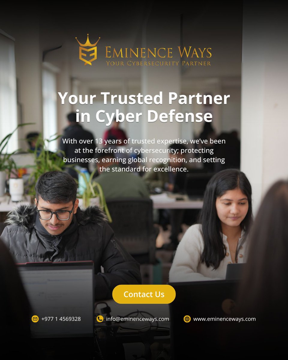 Your Trusted Partner in Cyber Defense​

With over 13 years of trusted expertise, we’ve been at the forefront of cybersecurity; protecting businesses, earning global recognition, and setting the standard for excellence.​

#EminenceWays #YourCyberSecurityPartner