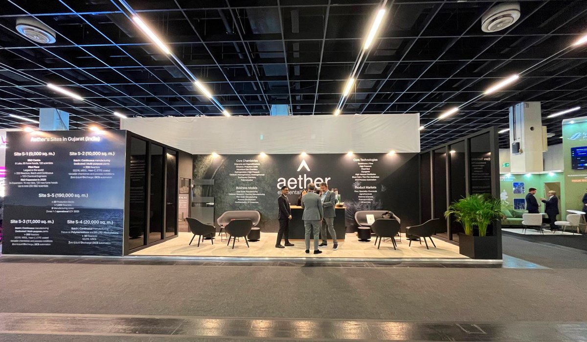 AetherInd's tweet image. Big ideas. Smart chemistry. 🌍✨
Catch us live at our sleek setup at Chemspec Europe 2025 – where innovation meets impact. #AetherAtChemspec #ChemspecEurope2025 #GreenChemistry #ChemicalInnovation #ElementalByDesign #SpecialtyChemicals #aetherindustrieslimited #aetherind