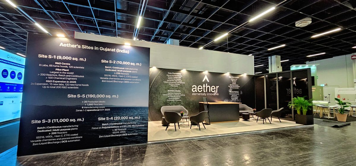 AetherInd's tweet image. Big ideas. Smart chemistry. 🌍✨
Catch us live at our sleek setup at Chemspec Europe 2025 – where innovation meets impact. #AetherAtChemspec #ChemspecEurope2025 #GreenChemistry #ChemicalInnovation #ElementalByDesign #SpecialtyChemicals #aetherindustrieslimited #aetherind