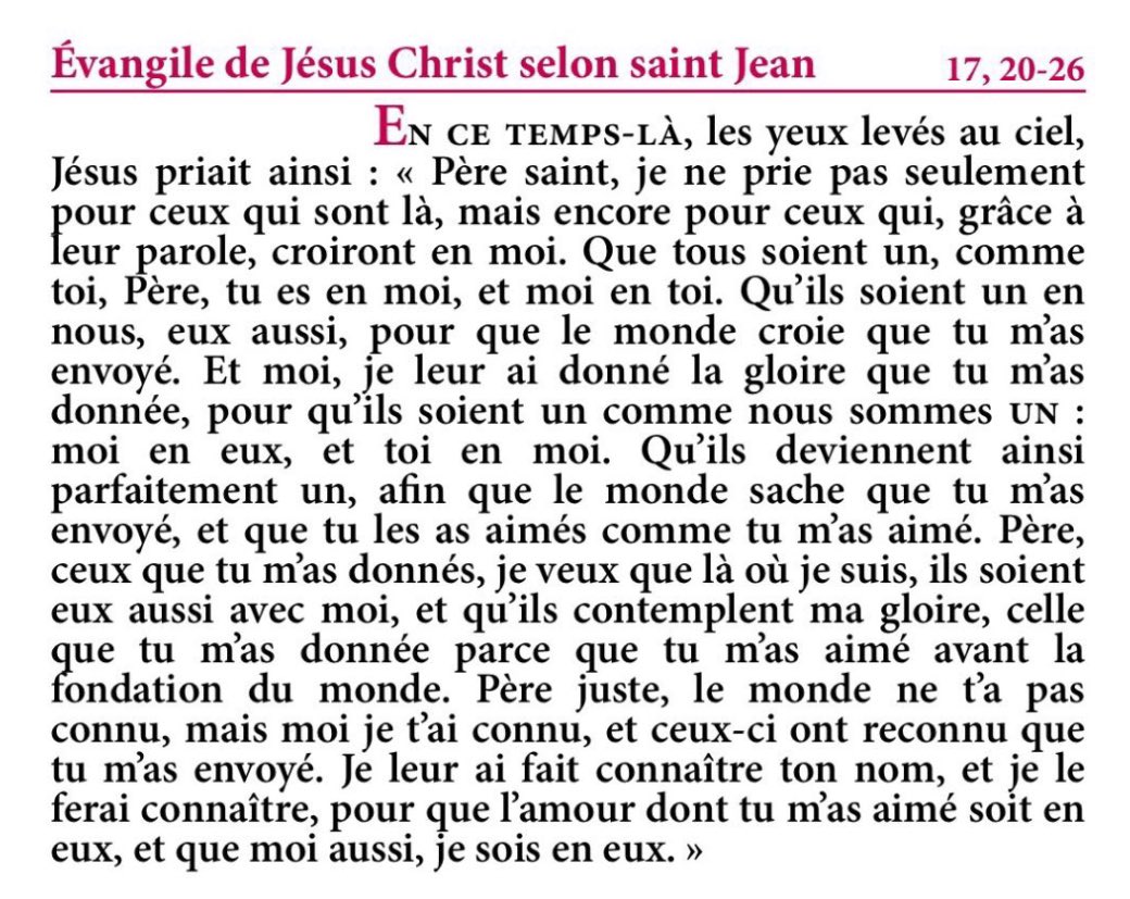 PSEVEZsj's tweet image. &quot;pour que l’amour dont tu m’as aimé soit en eux, et que moi aussi, je sois en eux.&quot; Jn 17 

☀️ #Pâques ☀️ #EvangileduJour ☀️