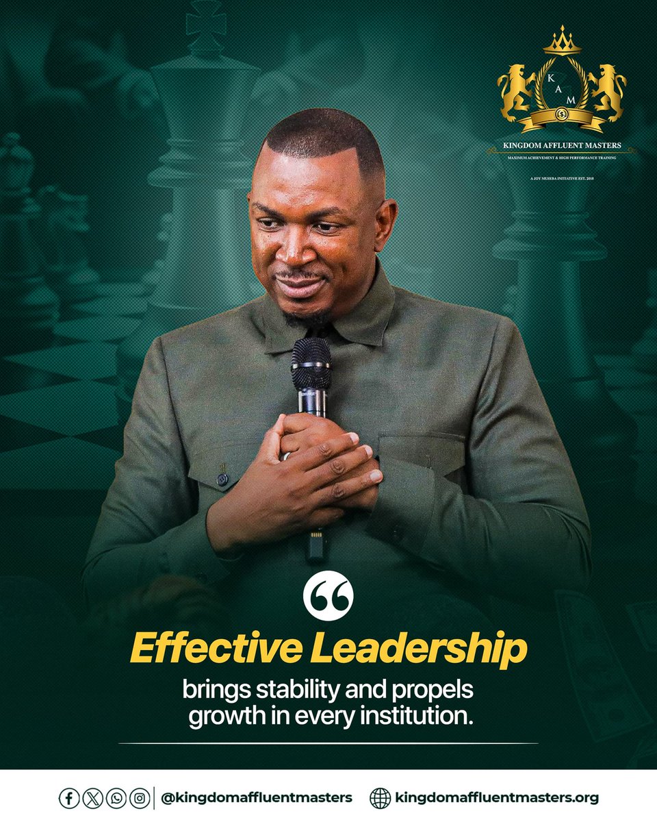 As a leader, your influence shapes the destiny of your institution. Your guidance inspires teams, drives innovation and nurtures a culture of excellence.
#EffectiveLeadership 
#successmindset 
#SmartPlanning 
#AbsoluteVictory 
#JoyMuseba
#KAM