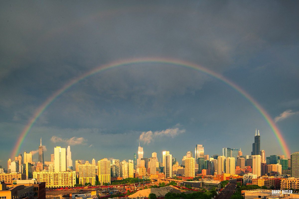 Double Rainbow over Chicago on Wednesday Evening.