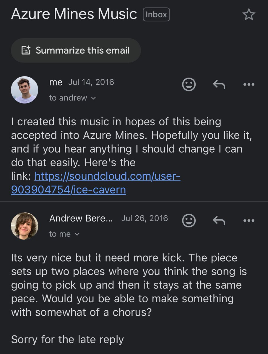 Evanbear1 (@evanzir) on Twitter photo When I reached out to <a href="/berezaagames/">Andrew Bereza</a> at the age of 13 to ask if I could make music for Azure Mines.
Never did I think it would turn into me making a career on Roblox. When I reached out to <a href="/berezaagames/">Andrew Bereza</a> at the age of 13 to ask if I could make music for Azure Mines.
Never did I think it would turn into me making a career on Roblox.