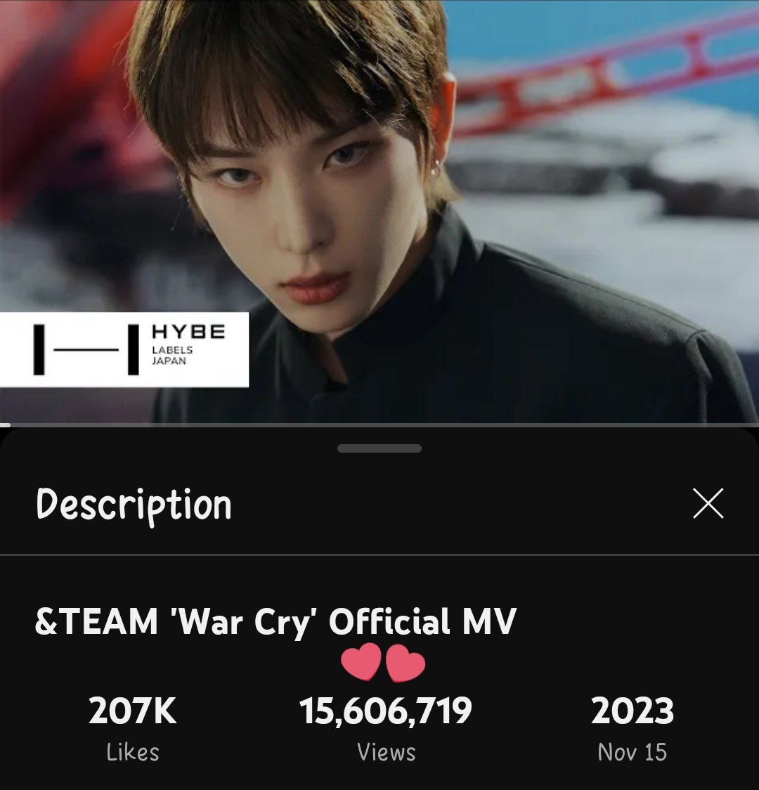 andteam_charts_'s tweet image. [INFO 06/05/25] &amp;lt;09:58AM JST&amp;gt;

&amp;amp;TEAM "War Cry" Official MV has surpassed 15.6M views on YouTube. 

🔗: youtu.be/UJaW2Z5DxS8

#War_Cry #FirstHowling_NOW #andTEAM @andTEAMofficial