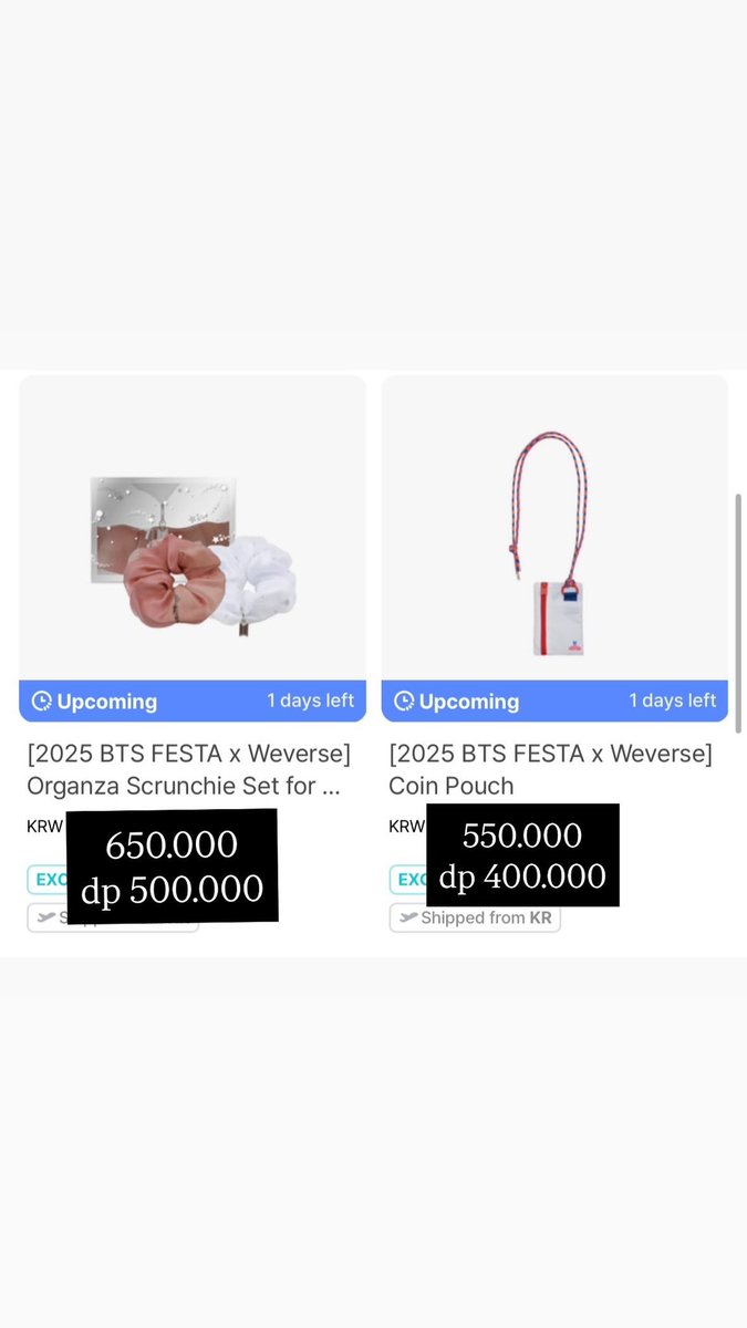 bt21stuffid's tweet photo. OPEN PO WEVERSE BTS FESTA MERCH 

eta : 5-14hari setelah di kirim weverse, karena di handcarry 

bisa dp sesuai tertera difoto / min 50% yah. co shopee available✅ https://t.co/pa0clcUfmY
