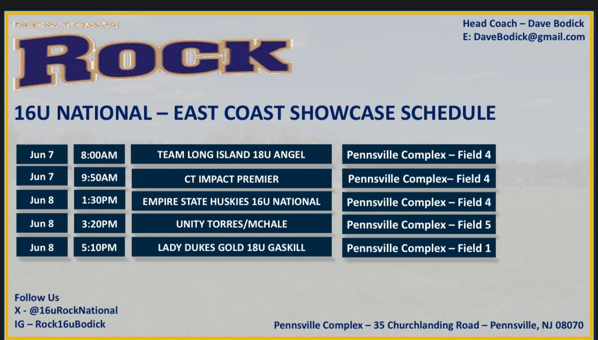 Carly Franklin 2028 (@cfranklin2028) on Twitter photo Schedule for this weekend at <a href="/eastcoast_sb/">East Coast Softball</a>! So excited to get back on the field with these girls!
<a href="/Bolandev3/">Deven Boland</a> <a href="/Meg_Hill22/">Megan Hill</a> <a href="/VTechSBcoach/">Pete</a> <a href="/HuemulMata/">Huemul Mata</a> <a href="/dorians224/">Dorian Shaw</a> <a href="/Coach_Jo4444/">Joanna Hardin</a> <a href="/mysha_sataraka/">Mysha Sataraka</a> <a href="/coach_crowell/">Clarisa Crowell</a> <a href="/CoachVUCONN/">Laura Valentino</a> <a href="/frantroyan/">@frantroyan</a> <a href="/gZeremenko21/">G</a> Schedule for this weekend at <a href="/eastcoast_sb/">East Coast Softball</a>! So excited to get back on the field with these girls!
<a href="/Bolandev3/">Deven Boland</a> <a href="/Meg_Hill22/">Megan Hill</a> <a href="/VTechSBcoach/">Pete</a> <a href="/HuemulMata/">Huemul Mata</a> <a href="/dorians224/">Dorian Shaw</a> <a href="/Coach_Jo4444/">Joanna Hardin</a> <a href="/mysha_sataraka/">Mysha Sataraka</a> <a href="/coach_crowell/">Clarisa Crowell</a> <a href="/CoachVUCONN/">Laura Valentino</a> <a href="/frantroyan/">@frantroyan</a> <a href="/gZeremenko21/">G</a>