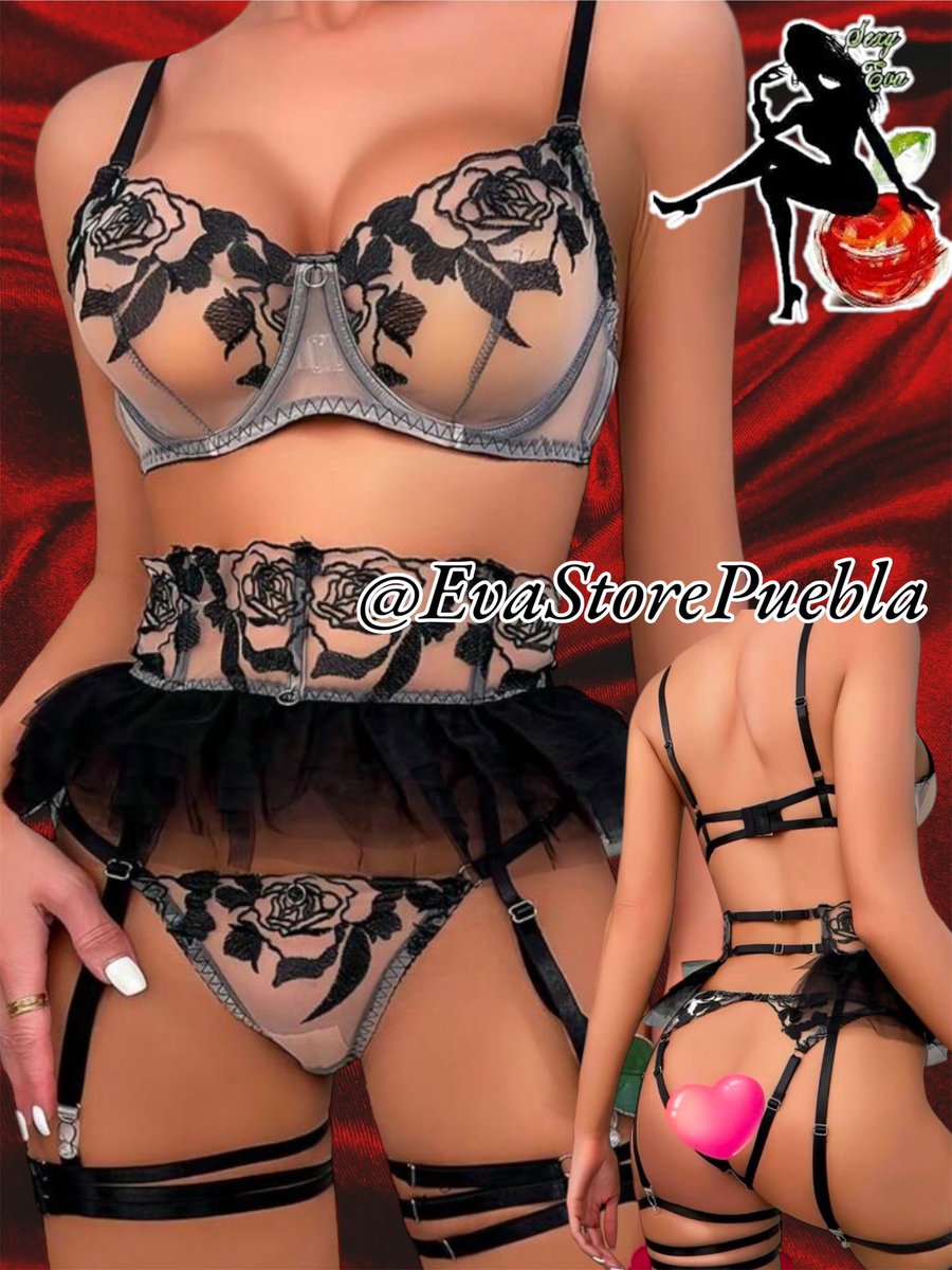 Set de 3 piezas brassiere con aro liguero y tanga ajustables muy favorecedor 
Unitalla 
$240