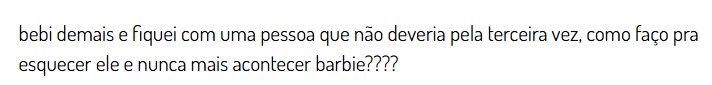 hdcbarbie's tweet photo. Pela terceira vez? Tem certeza que a causa foi a bebida? Acho que se queremos esquecer alguém, começamos nos afastando dela. https://t.co/JneIj9meTG