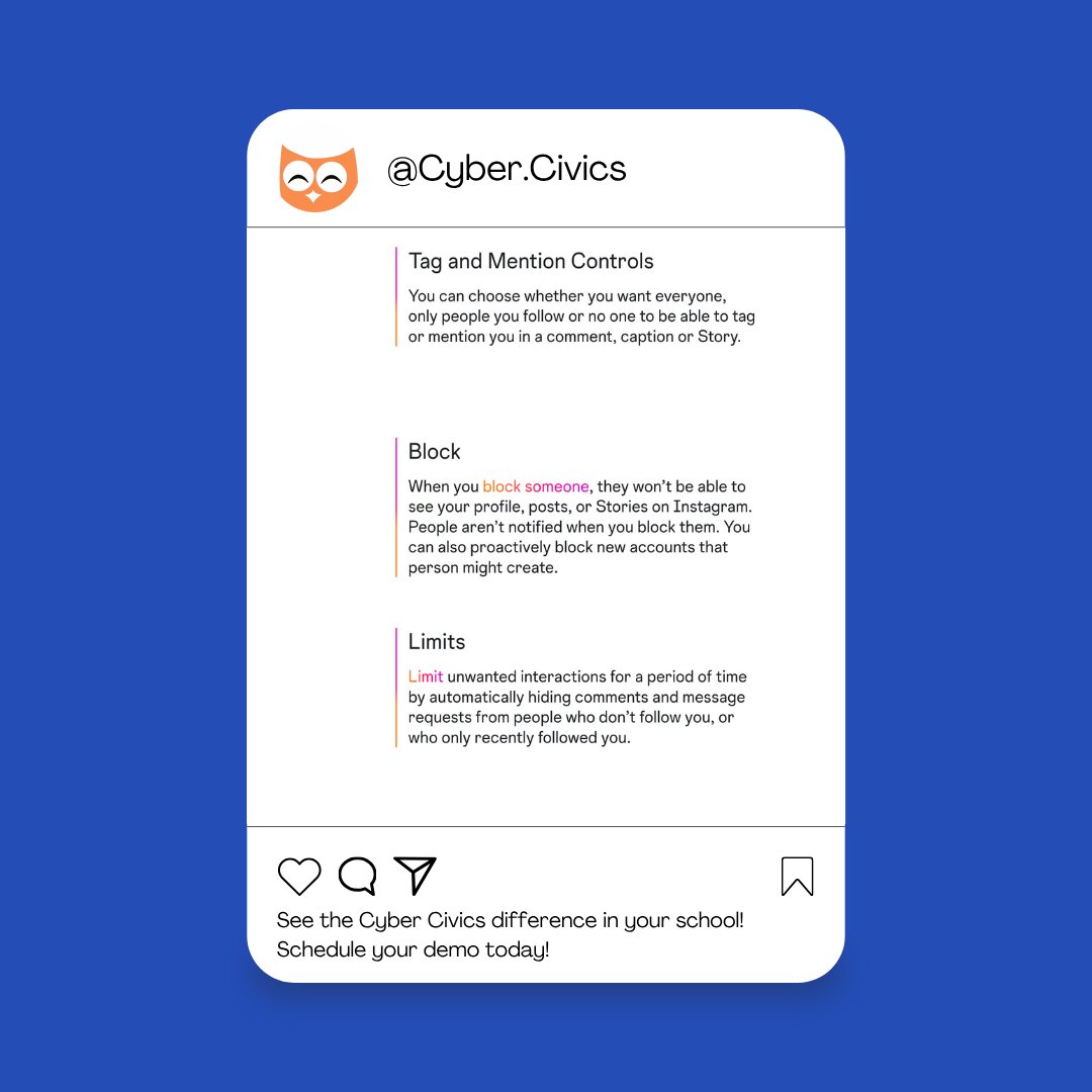 Instagram is stepping up with anti-bullying tools—and parents, it’s time to step in too.

👉 Visit cybercivics.com to schedule a demo.

#CyberCivics #DigitalParenting #CyberbullyingPrevention #InstagramSafety #DigitalCitizenship
