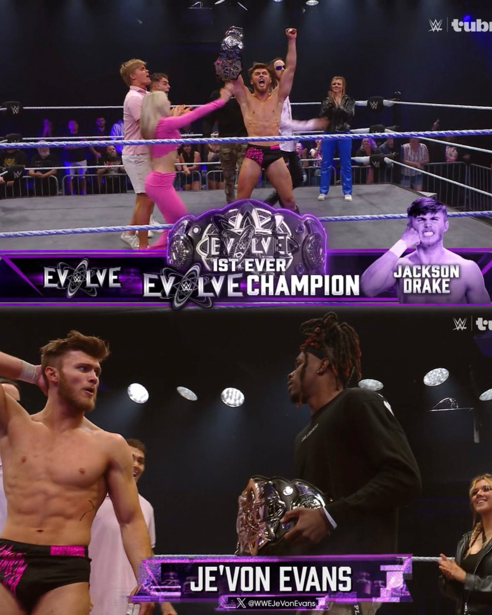 FSPWrestling's tweet image. Breaking news: Jackson Drake becomes the 1st ever WWE EVOLVE Champion on S1:E14 of WWE EVOLVE! He was presented the belt by his lifelong friend/rival WWE Superstar Je’Von Evans.
Both are proud graduates of Fire Star Pro Wrestling Training in Greensboro, NC
@JacksonDrake03