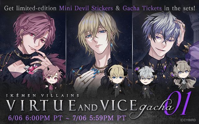 ikevil_en's tweet photo. 😈Soon: Virtue &amp; Vice Gacha, Vol.1😈 

Get new gacha cards, PLUS check out the special ticket sets for mini villain avatars!

The Complete Set includes an avatar &amp; still image of Villains' MC~🕊️ 

 #ikevil https://t.co/seUbrgMPLC