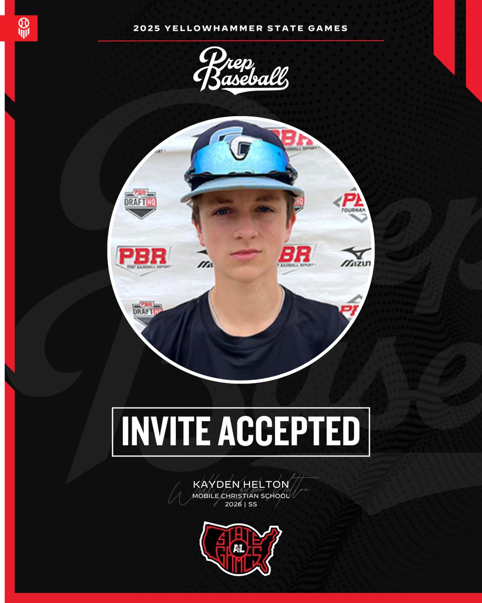 PrepBaseballAL's tweet photo. #𝐘𝐒𝐆𝐚𝐦𝐞𝐬𝟐𝟓: 𝐈𝐧𝐯𝐢𝐭𝐞 𝐀𝐜𝐜𝐞𝐩𝐭𝐞𝐝 ✅

SS Kayden Helton (@MCS_Leopards, 2026) is 𝗟𝗢𝗖𝗞𝗘𝗗 𝗜𝗡 🔐 for the Yellowhammer State Games, held on June 17th-18th at Sand Mountain Park in Albertville, AL.

Request an invite to the premier event of the summer. ⤵️

🔗: https://t.co/zhxK3rmbdO // @H2Kayden