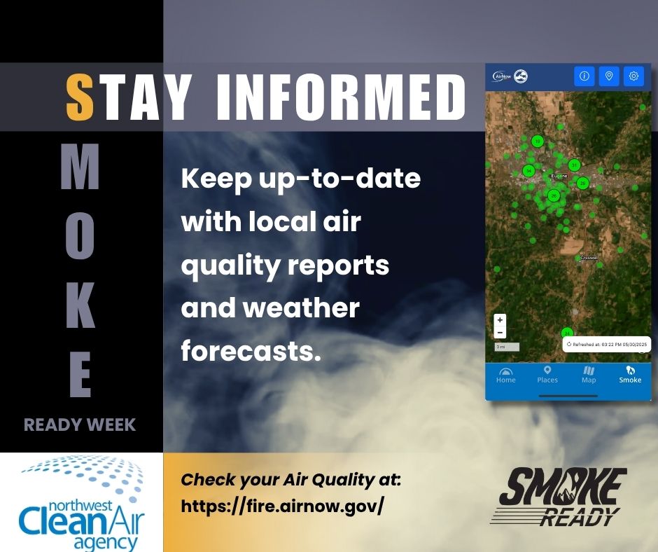 This is Smoke Ready Week, an effort by local, state, federal, and tribal agencies to raise awareness about possible wildfires this summer and fall.

Today's focus -- resources you can use to track air quality, like NWCAA's monitors (bit.ly/3lXahMq).

Be #SmokeReady!