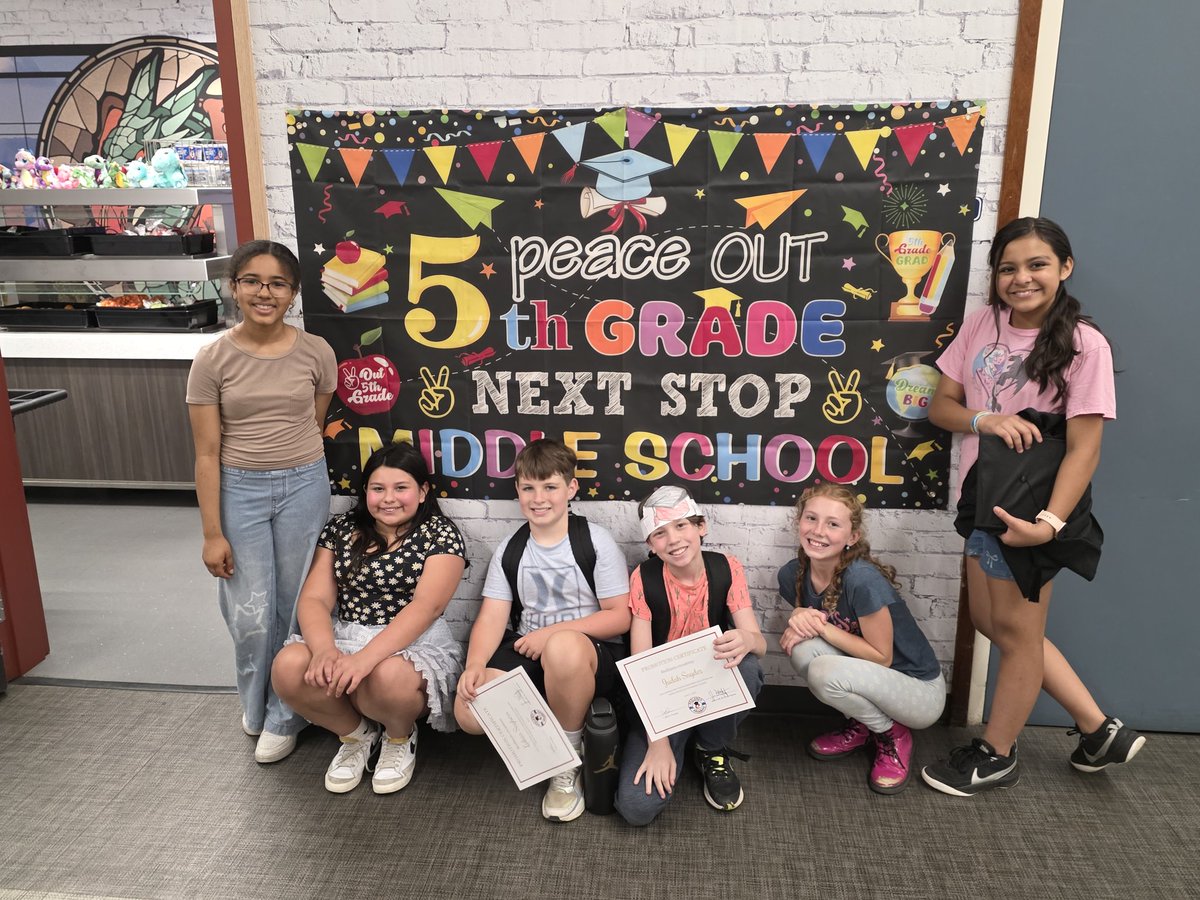 So proud of our 5th grade class!  They're ready to move onto middle school, though there is some nervousness.....🤣.  Wonderful 5th grade promotion for the students by Ms. Stiff!