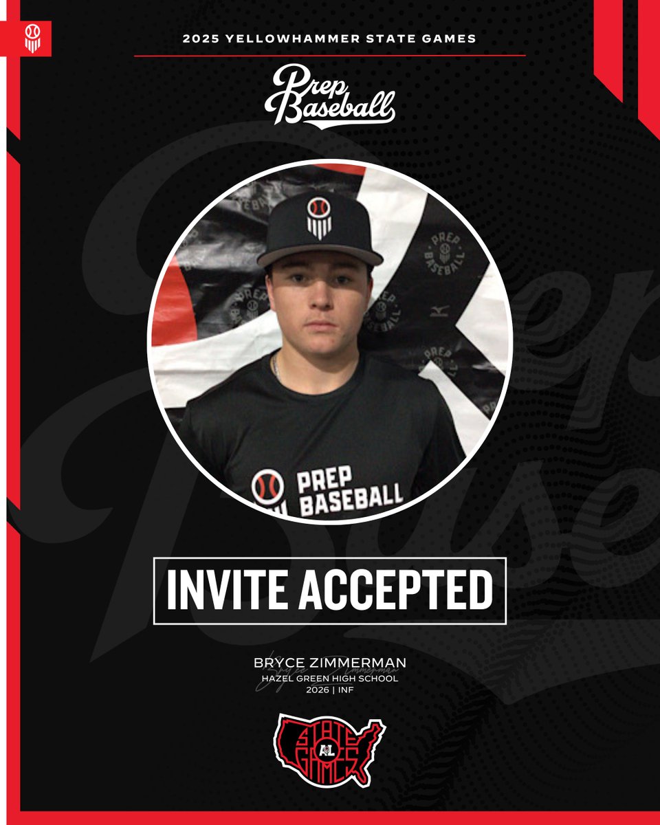 #𝐘𝐒𝐆𝐚𝐦𝐞𝐬𝟐𝟓: 𝐈𝐧𝐯𝐢𝐭𝐞 𝐀𝐜𝐜𝐞𝐩𝐭𝐞𝐝 ✅

INF Bryce Zimmerman (<a href="/HGHS_Baseball/">Hazel Green High School Baseball</a>, 2026) is 𝗟𝗢𝗖𝗞𝗘𝗗 𝗜𝗡 🔐 for the Yellowhammer State Games, held on June 17th-18th at Sand Mountain Park in Albertville, AL.

Request an invite to the premier event of the summer. ⤵️