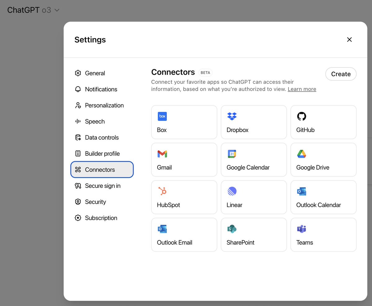 💥Boom! @linear as 1 of 12 connectors available in ChatGPT, in good company amongst the GREATs! http