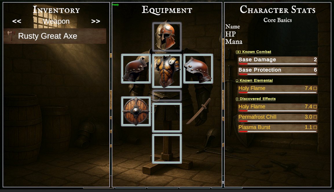 Corvus_Graves's tweet photo. Inventory meets Identity!
The Character Stats Panel is getting smarter β only shows what you've actually discovered πβ¨
Centralized logic, cleaner UI, deeper systems.
Work in progress but already feels so much better!
#GameDev #IndieDev #RPG #CharacterStats #InventorySystem #WIP https://t.co/fK9SN066VD