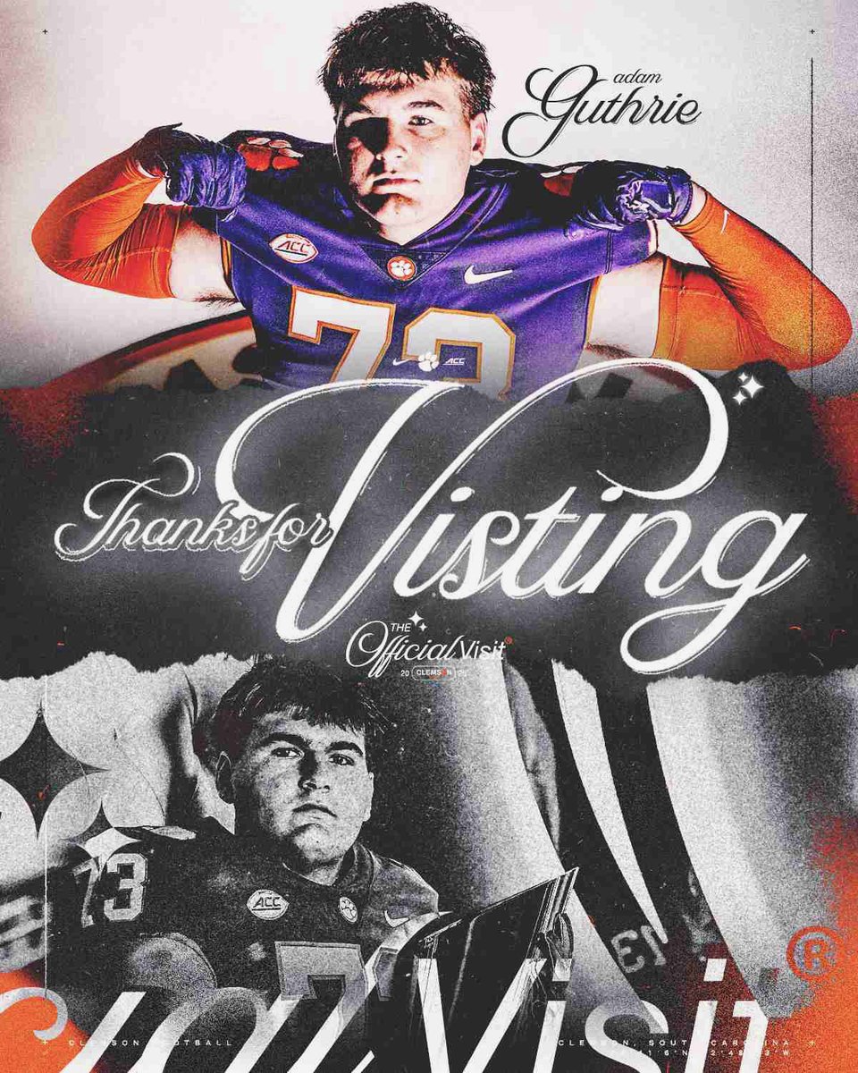 Adam Guthrie (@adamguthrie21) on Twitter photo Had a great time back home🐅🐅<a href="/CoachMattLuke/">Matt Luke</a> <a href="/ClemsonFB/">Clemson Football</a> <a href="/DJRSwework/">Darren Junior Recruiting Source LLC.</a> Had a great time back home🐅🐅<a href="/CoachMattLuke/">Matt Luke</a> <a href="/ClemsonFB/">Clemson Football</a> <a href="/DJRSwework/">Darren Junior Recruiting Source LLC.</a>