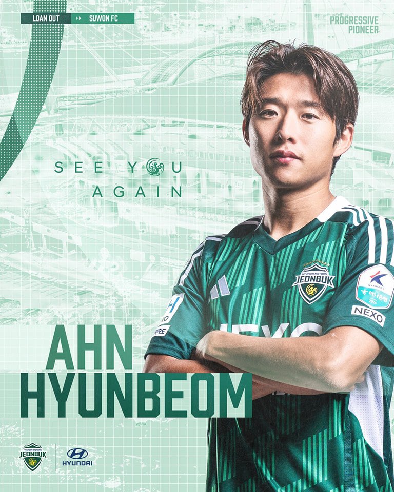 𝐋𝐎𝐀𝐍 𝐎𝐔𝐓

'𝚂𝙴𝙴 𝚈𝙾𝚄 𝙰𝙶𝙰𝙸𝙽' #안현범

안현범 선수가 #전북현대 를 잠시 떠나 수원FC로 임대이적합니다

좋은 활약을 펼치고 돌아올 수 있도록 많은 응원 부탁드립니다💚🙏